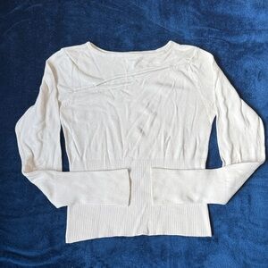 Vintage Chic White Long Sleeve Women's Top